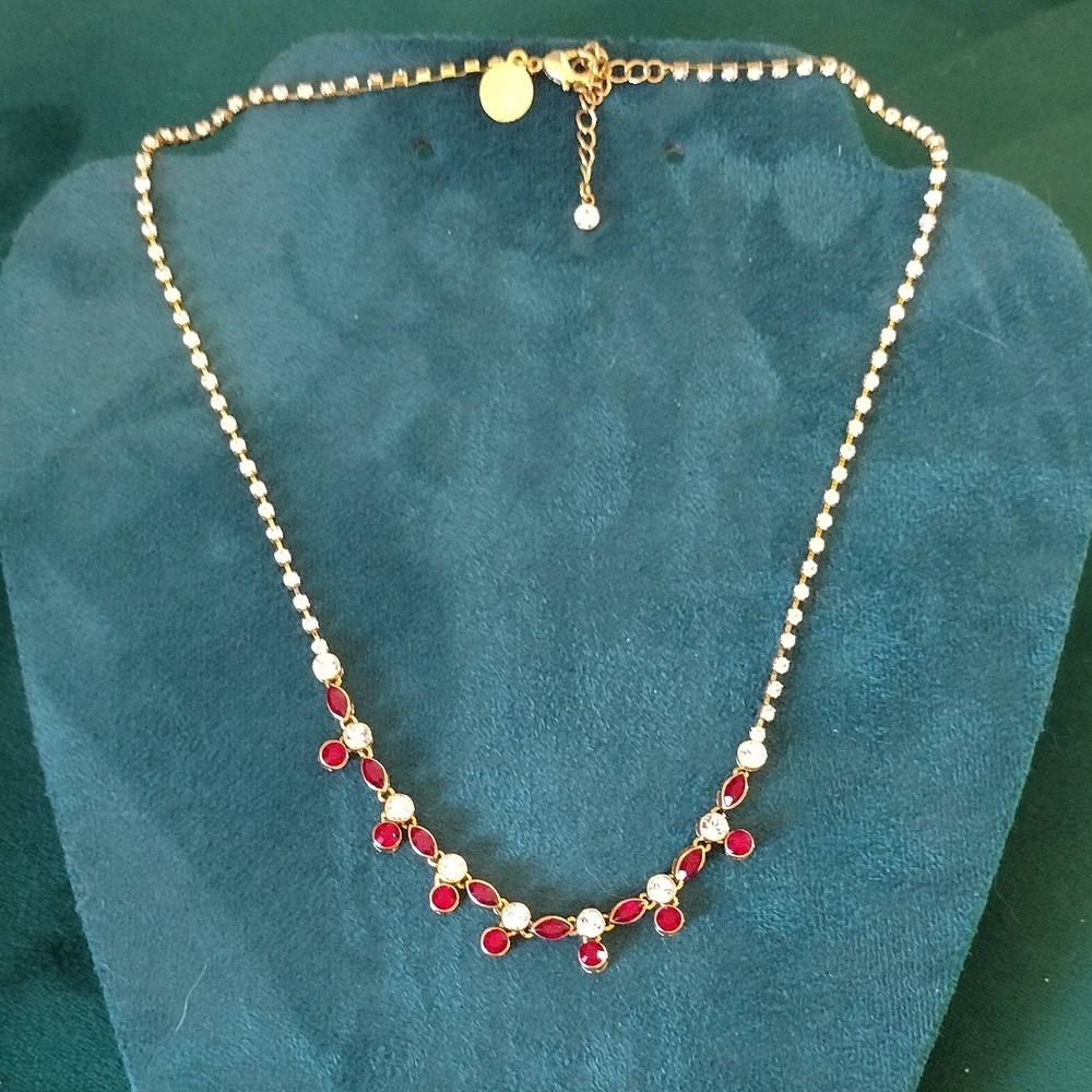 Beautiful Elegant Vintage AdF Arts de France Ruby Red & Clear Crystals